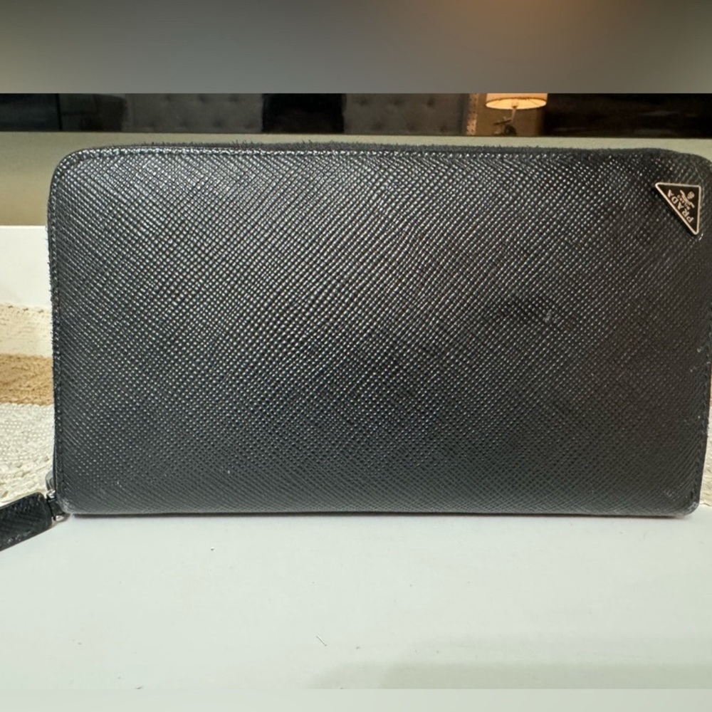 Prada Textured Black Large Wallet